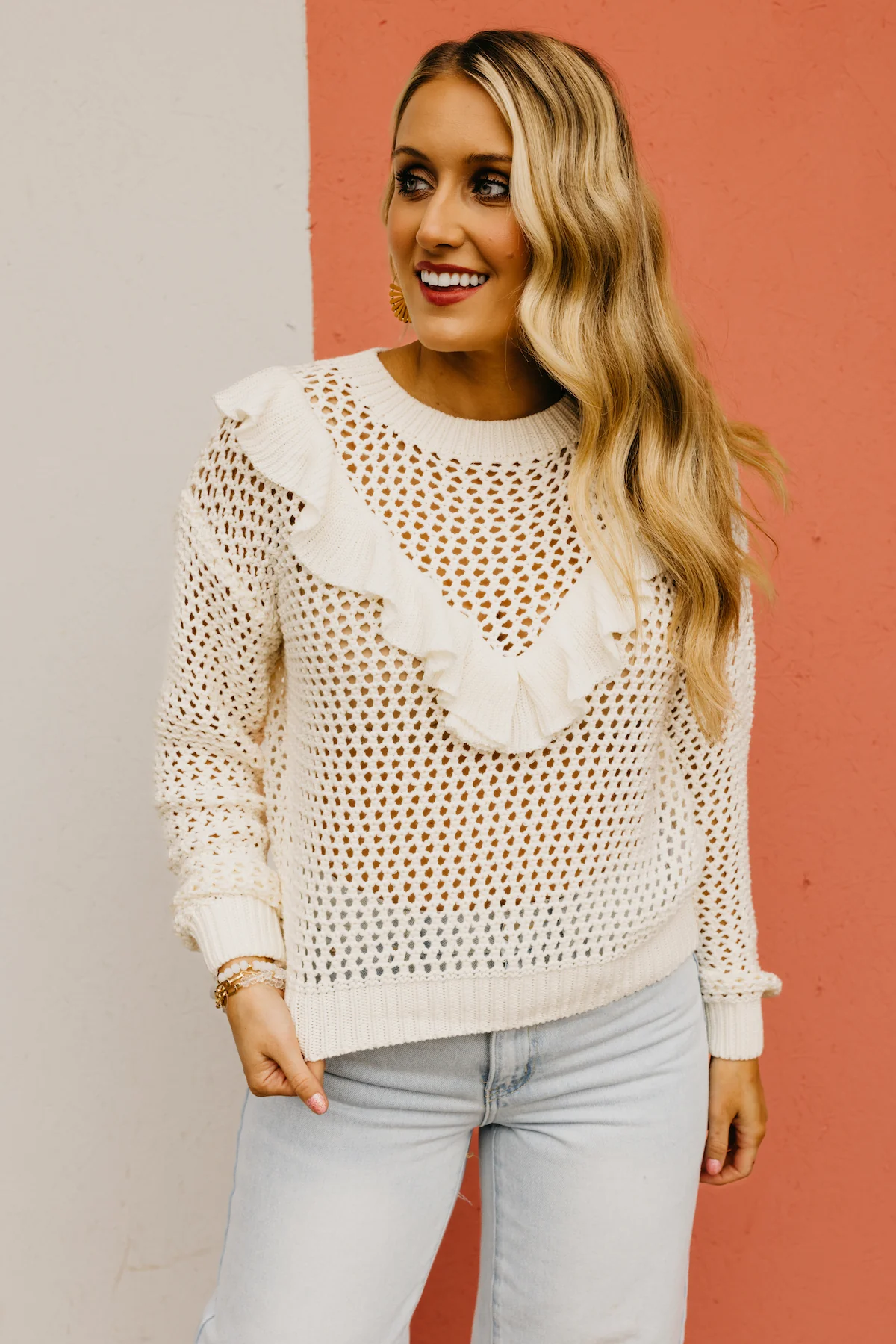 The Talia Ruffle Waffle Sweater - Image 12