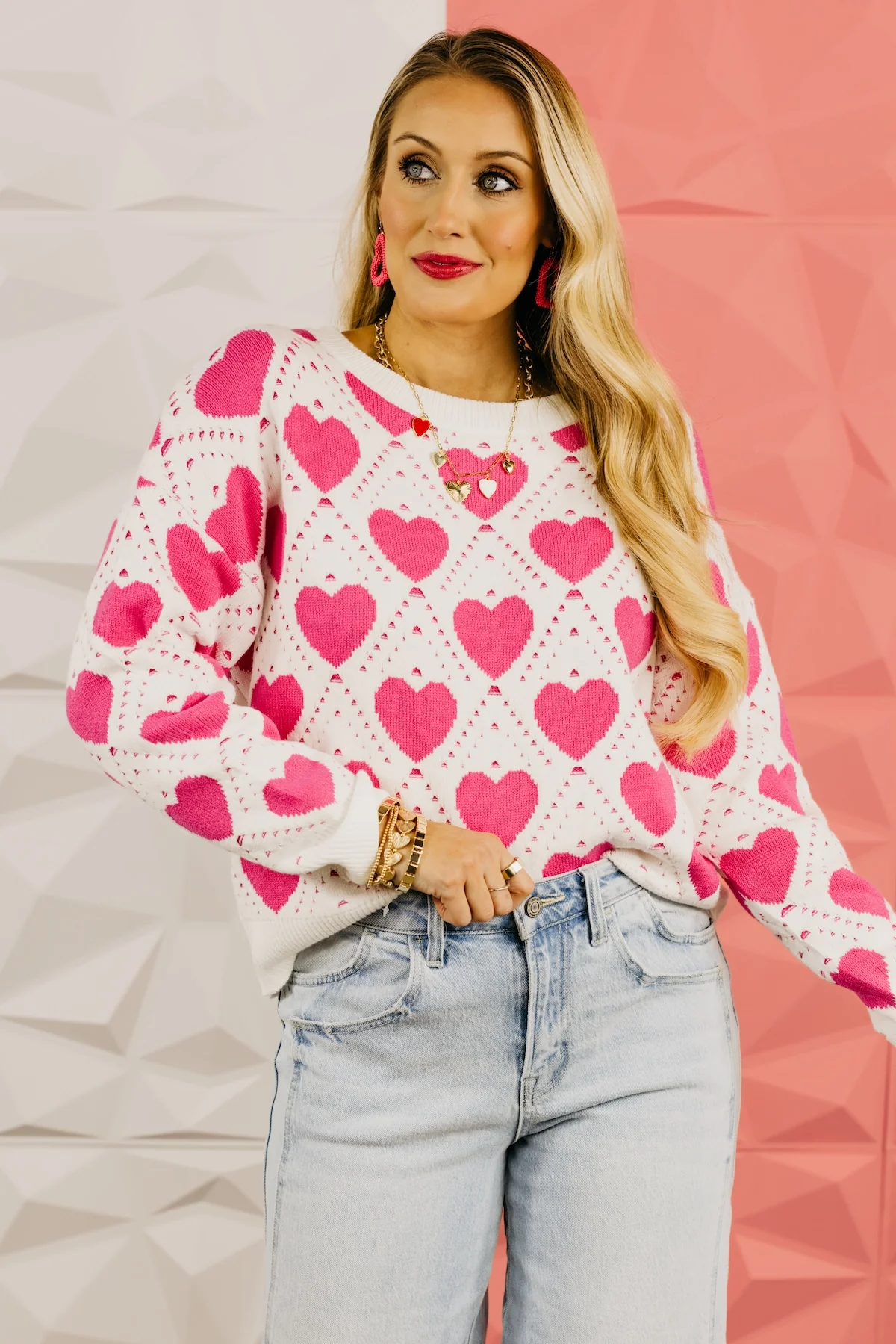 The Taylin Lattice Heart Sweater - Image 3
