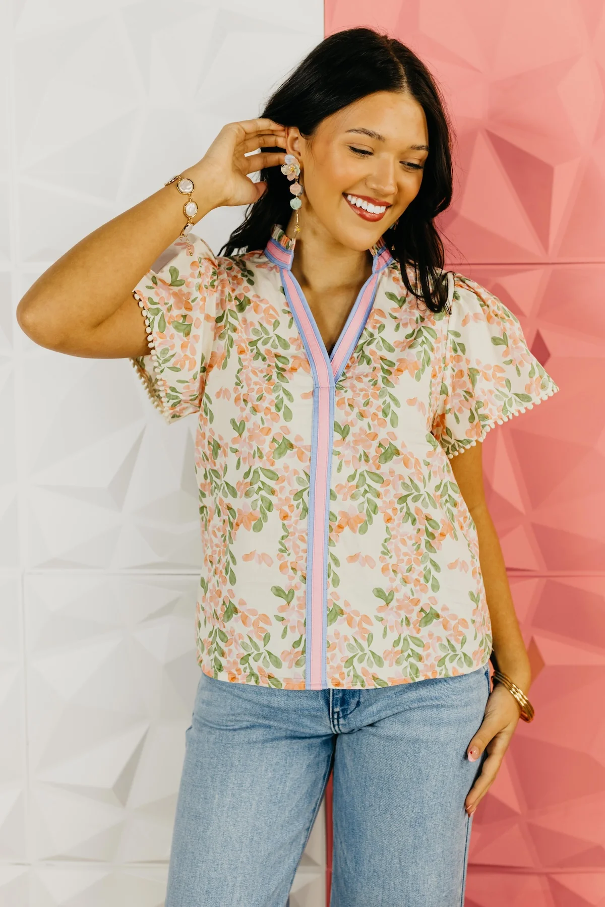 The Taylor Contrast Floral Top - Image 6