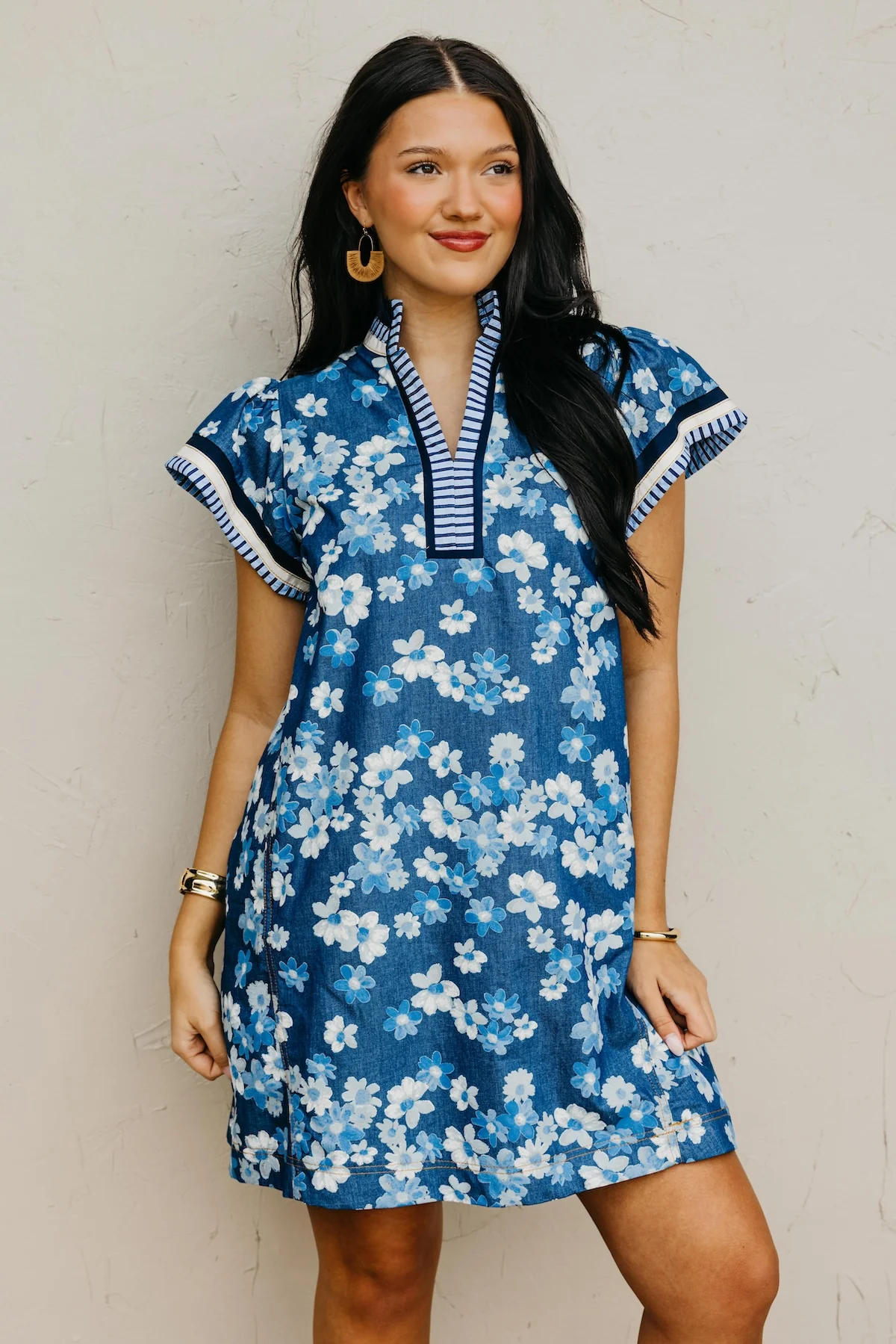 The Thomas Floral Ruffle Neck Mini Dress - Image 6