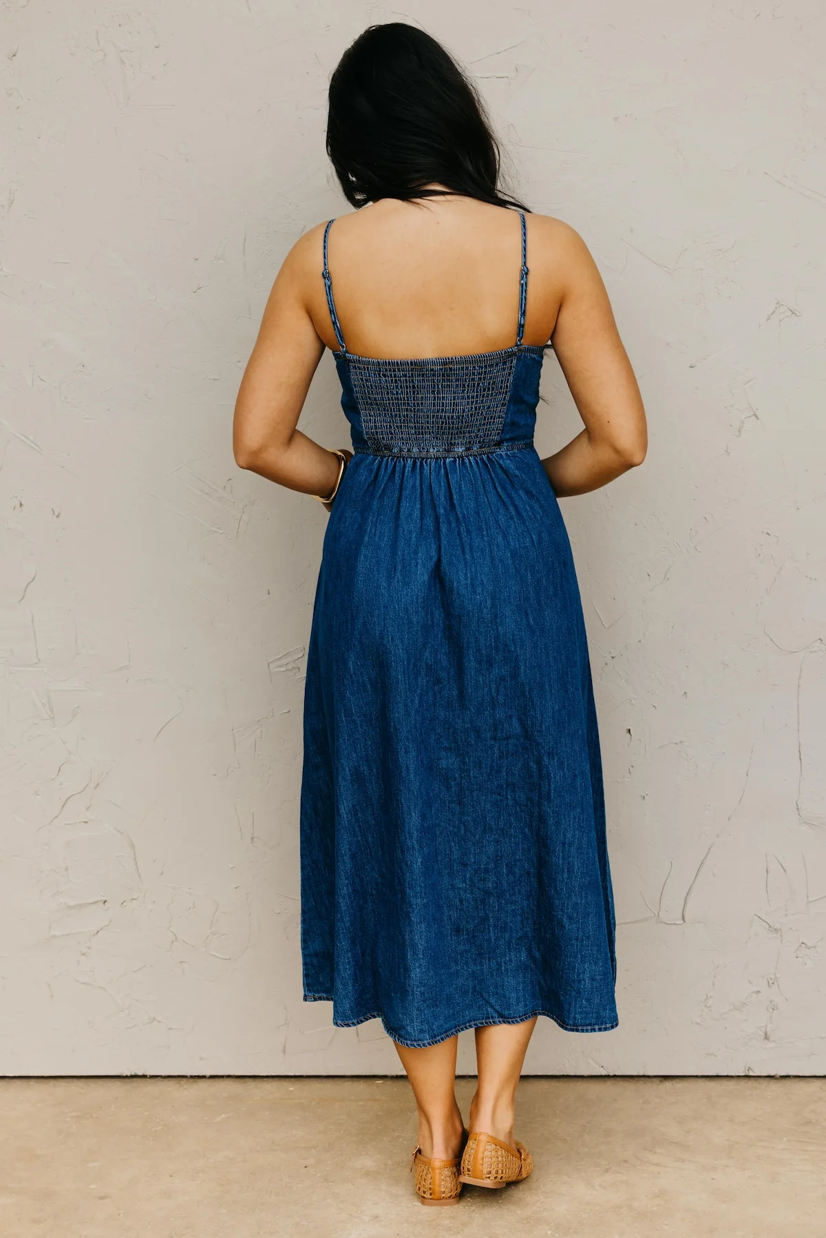 The Timothy Sweetheart Denim Midi Dress - Image 9