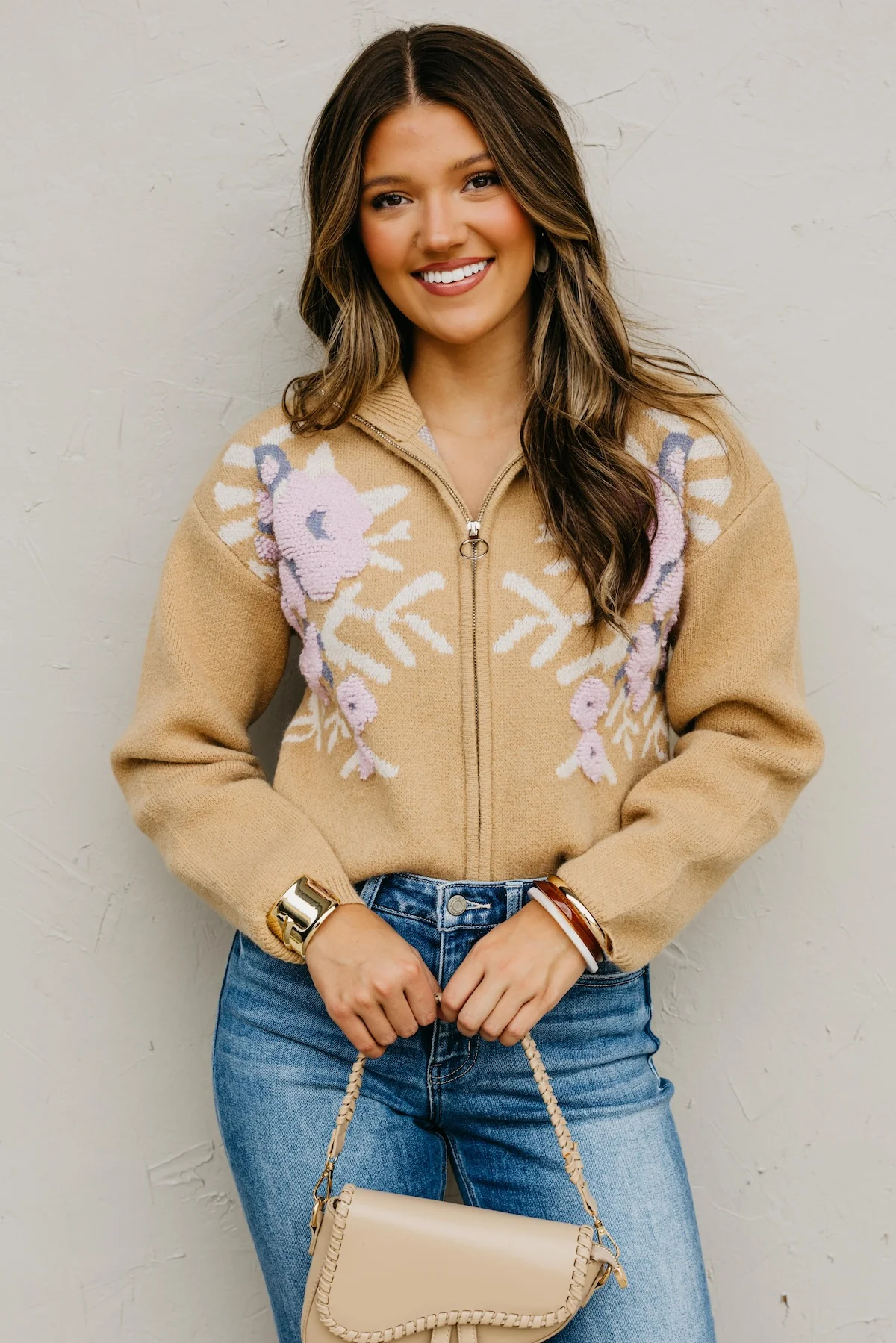 The Tori Floral Zip Up Sweater - Image 3