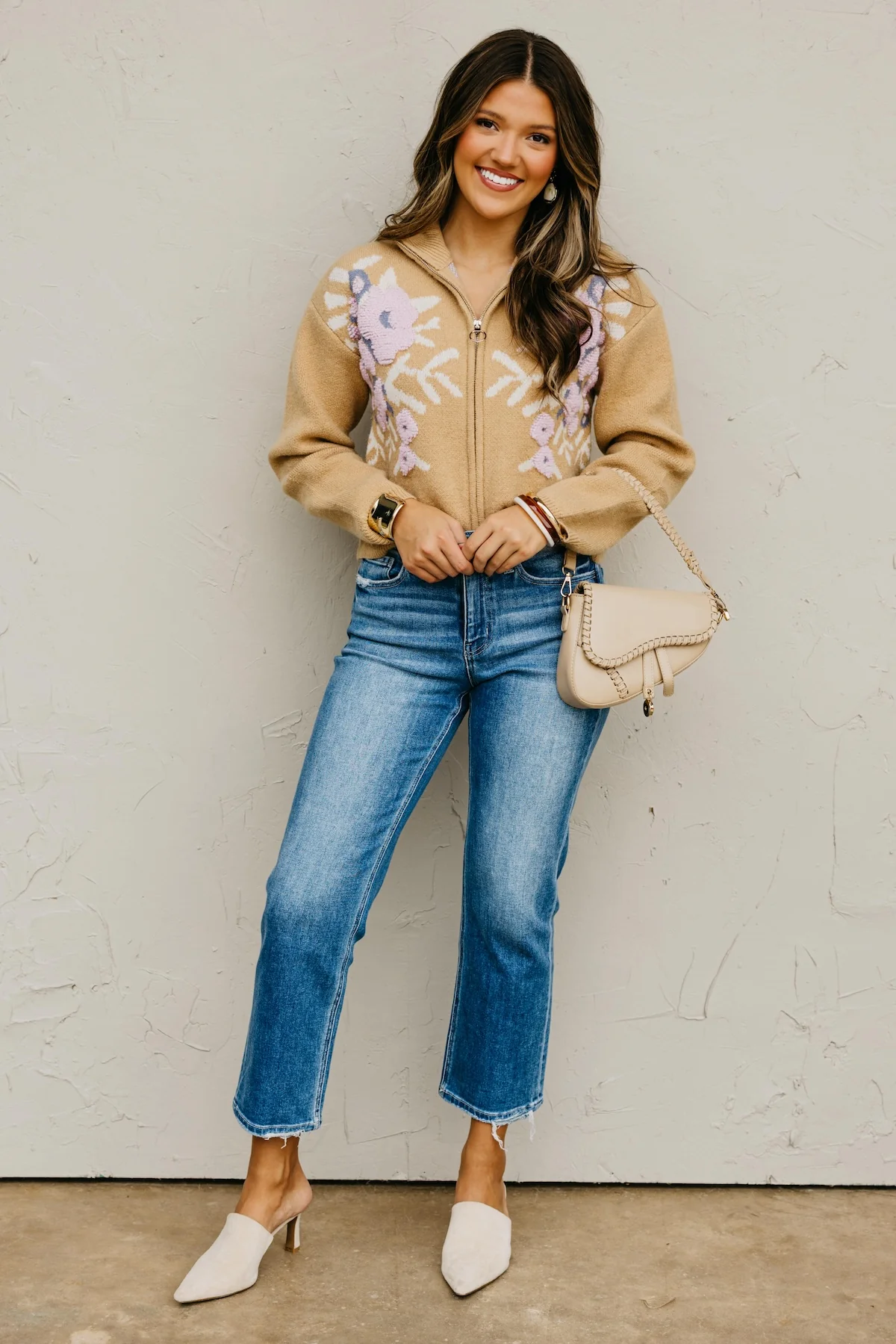 The Tori Floral Zip Up Sweater - Image 4