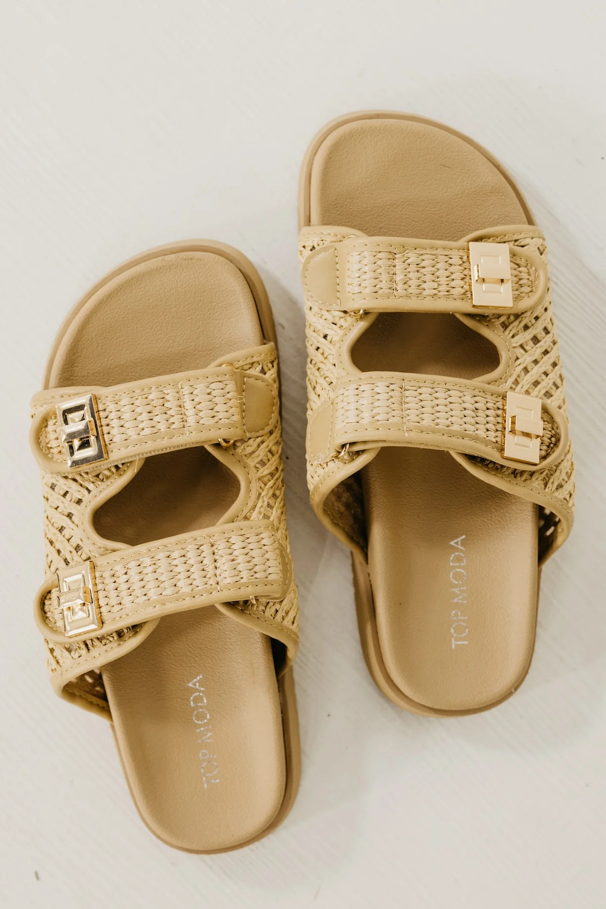 The Lyon Raffia Double Strap Slide - Image 2