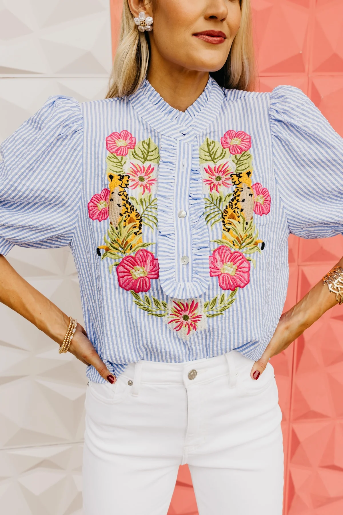 The Veronica Striped Embroidered Top - Image 4