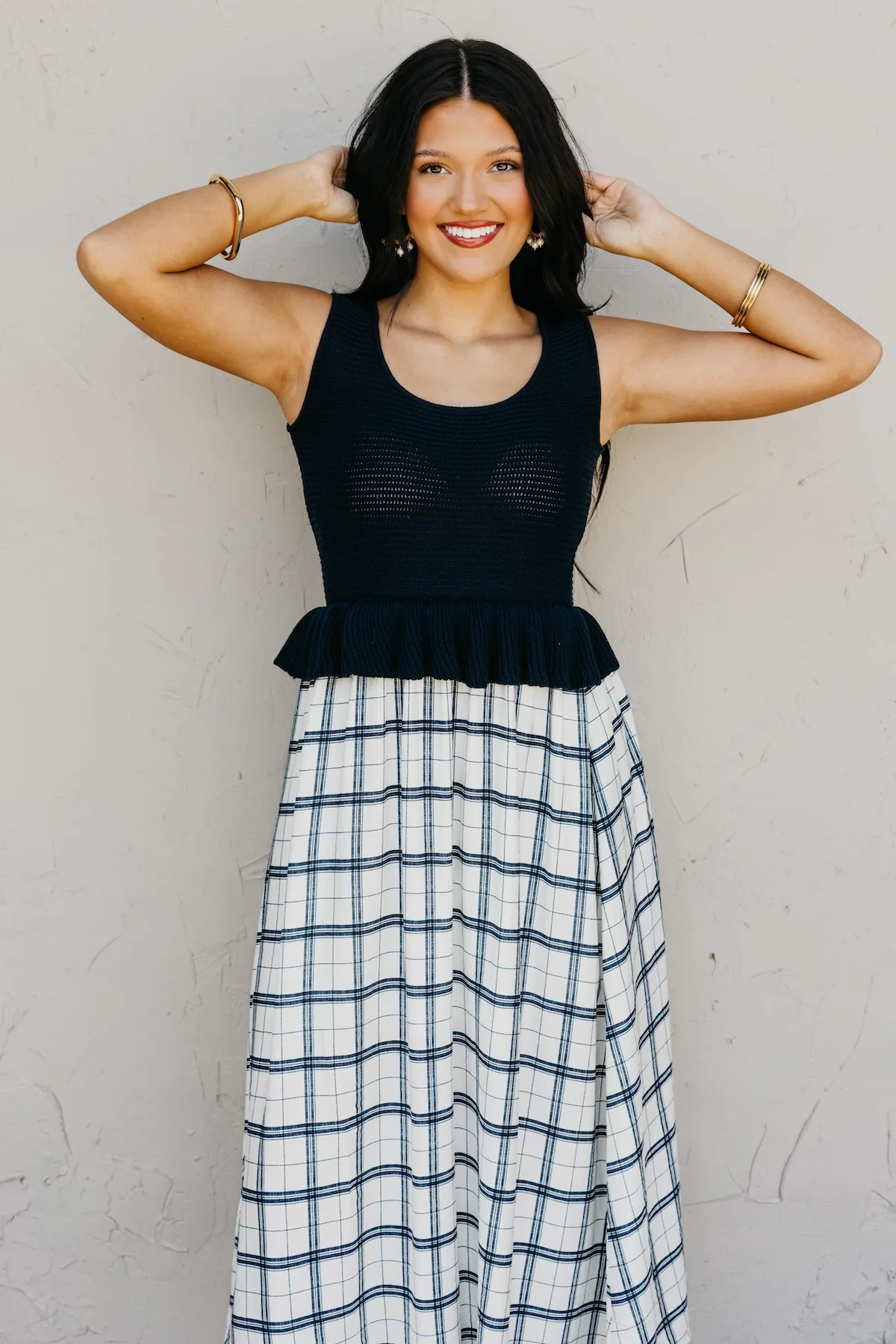 The Waylon Plaid Twofer Midi Dress - Image 7