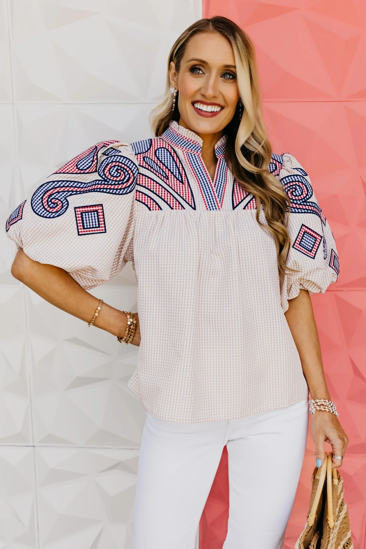The Wesley Puff Sleeve Embroidered Top