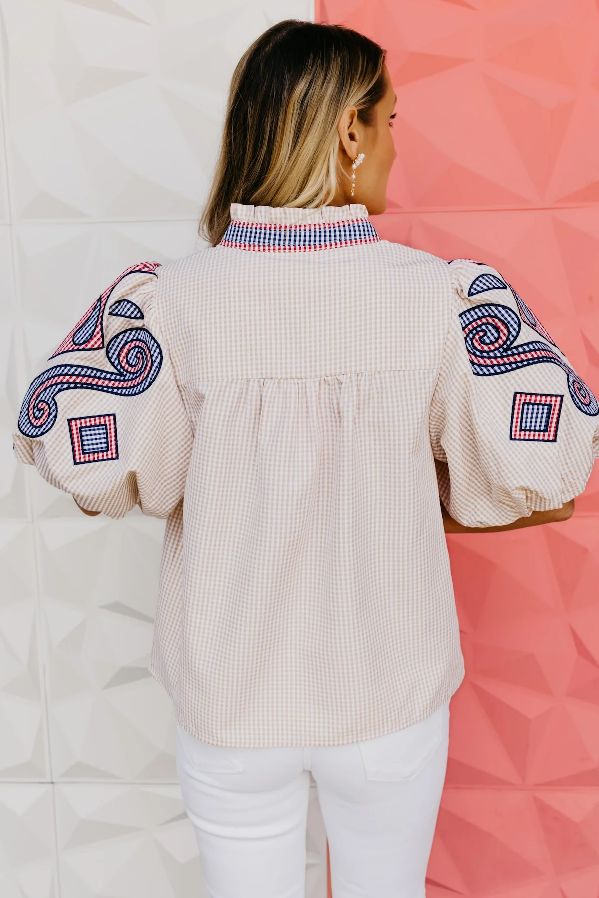 The Wesley Puff Sleeve Embroidered Top - Image 11
