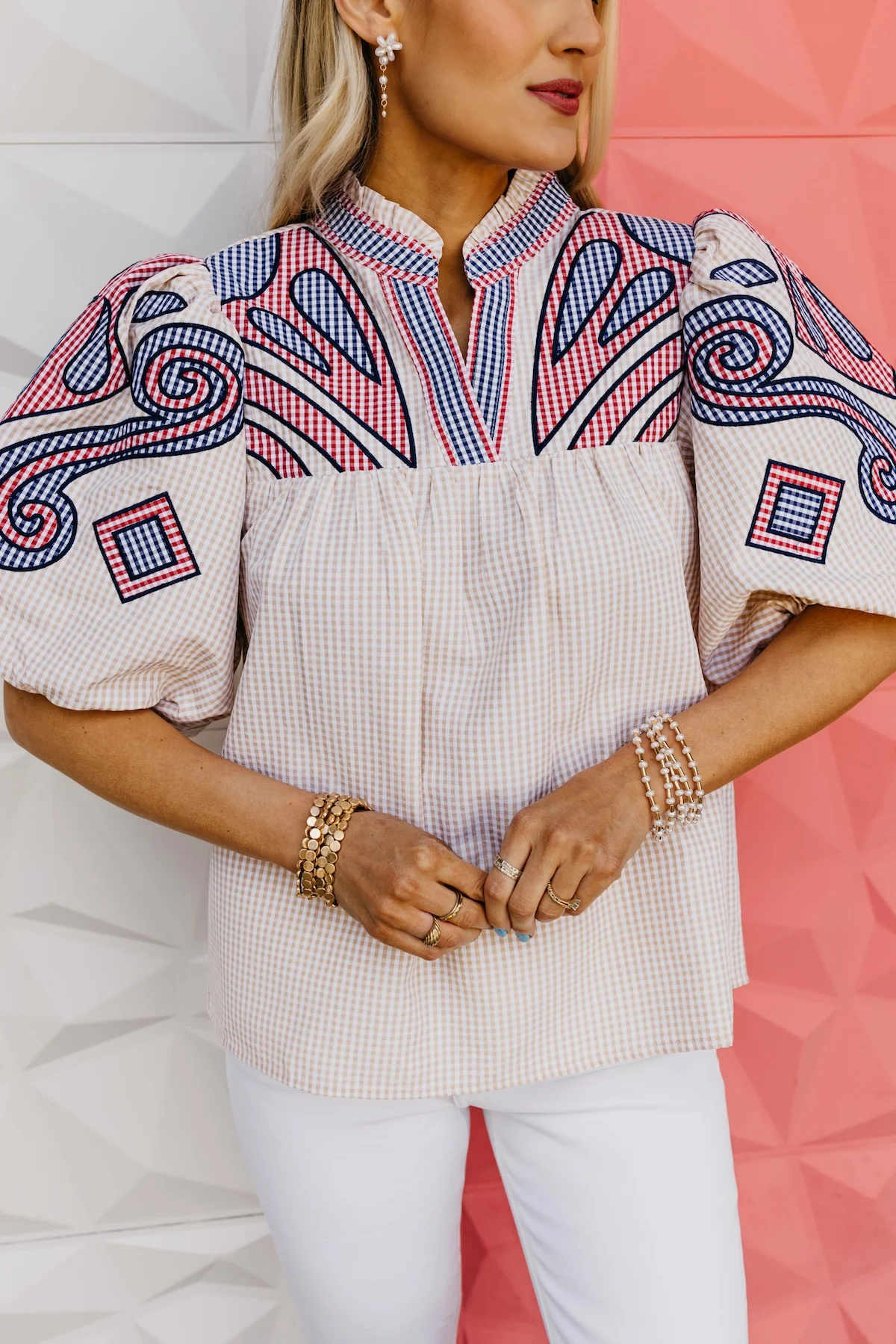 The Wesley Puff Sleeve Embroidered Top - Image 3