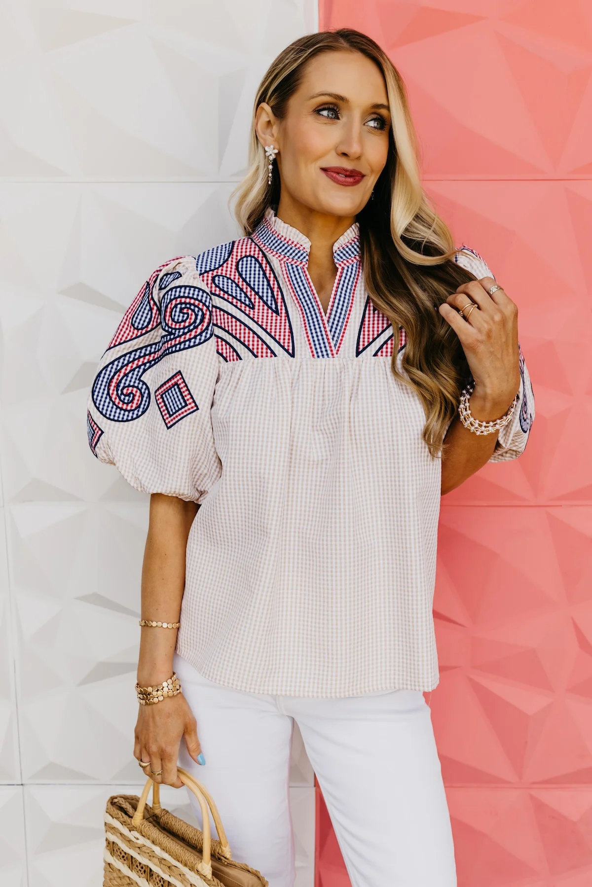 The Wesley Puff Sleeve Embroidered Top - Image 6