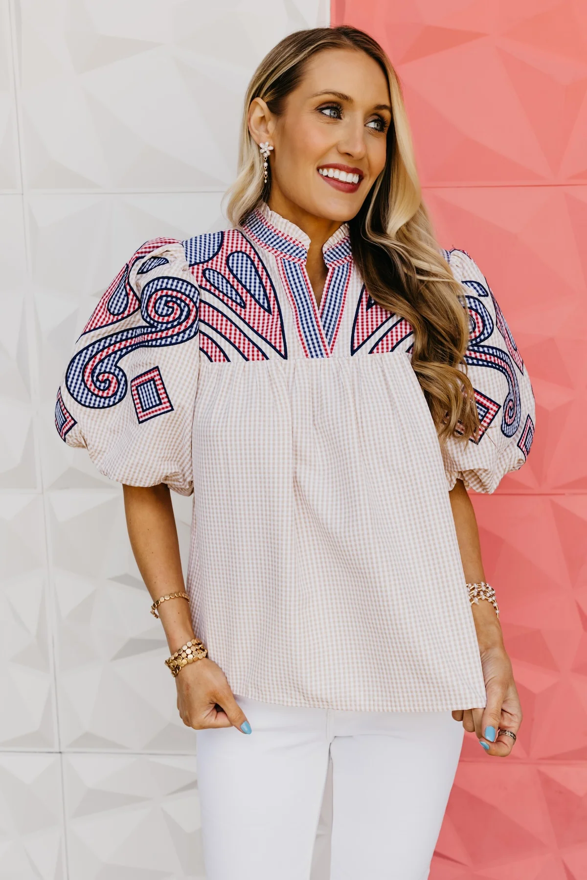 The Wesley Puff Sleeve Embroidered Top - Image 7
