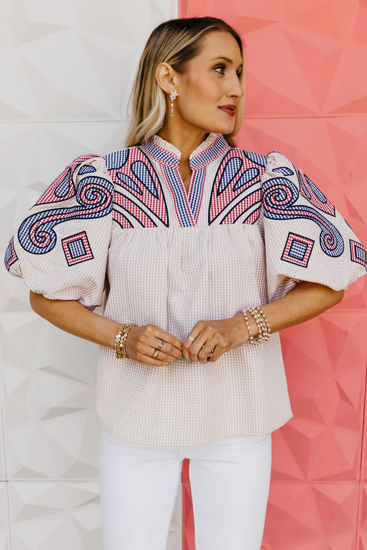 The Wesley Puff Sleeve Embroidered Top - Image 9