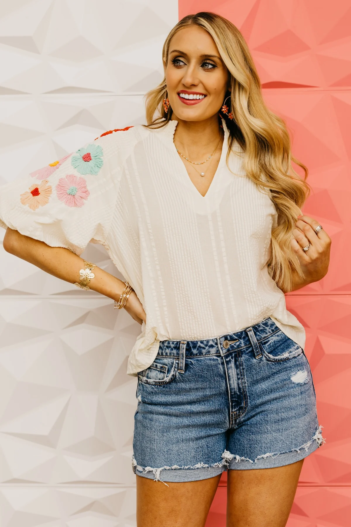 The Willow Floral Embroidered Puff Sleeve Top - Image 12