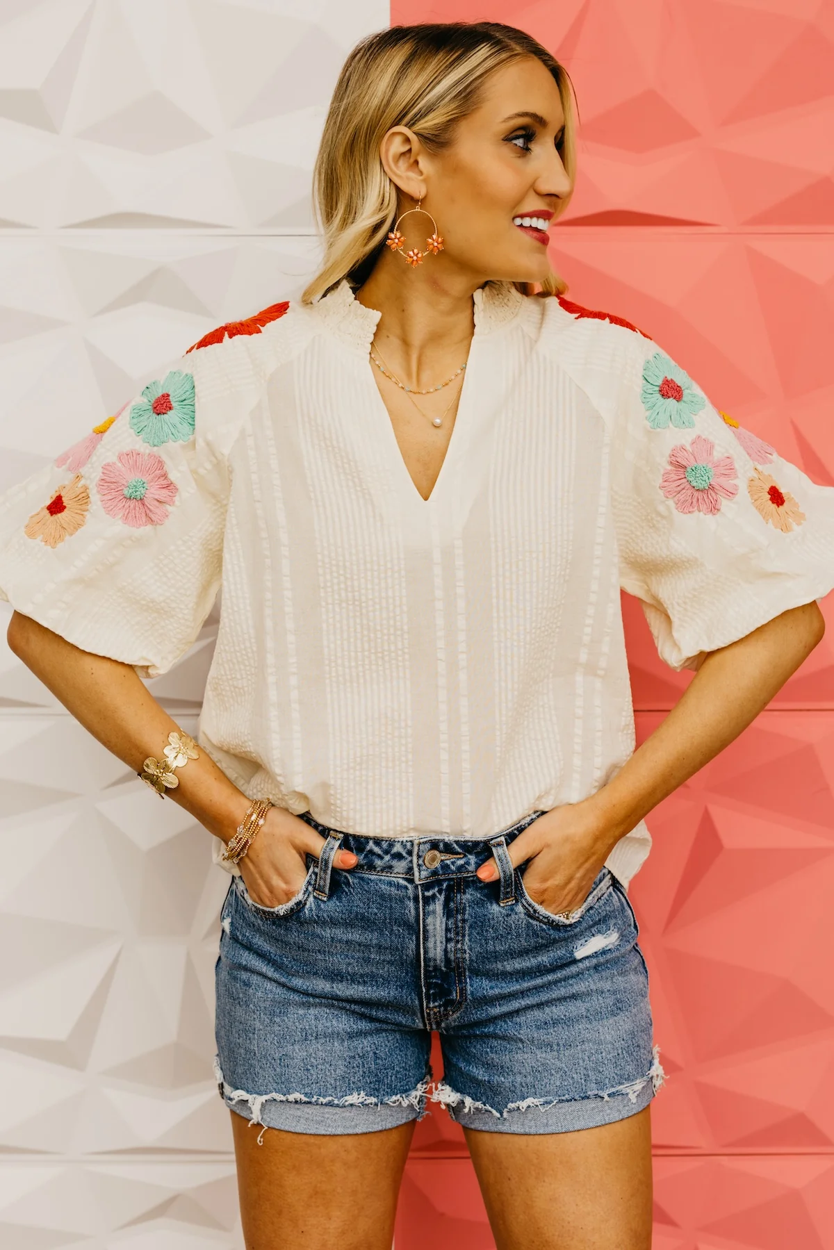 The Willow Floral Embroidered Puff Sleeve Top - Image 14