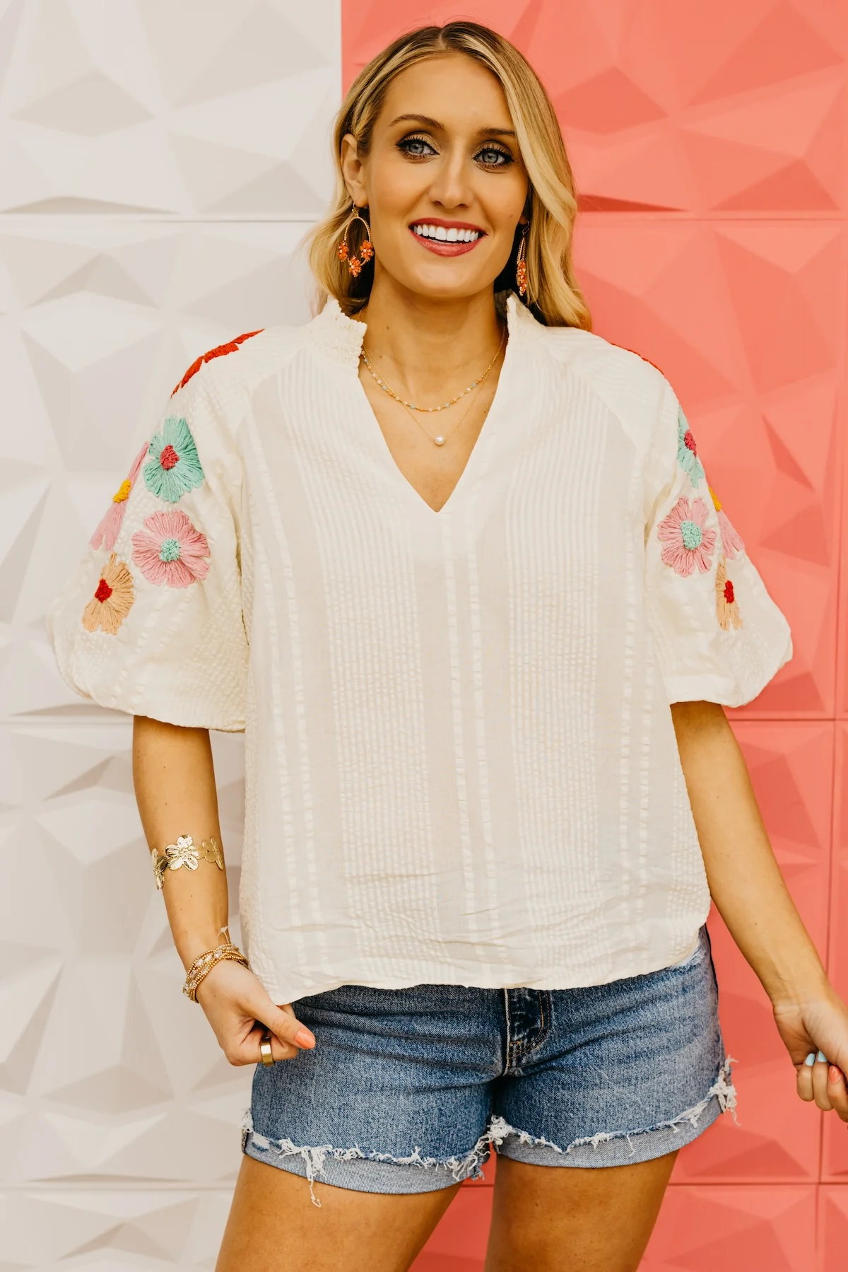 The Willow Floral Embroidered Puff Sleeve Top - Image 15