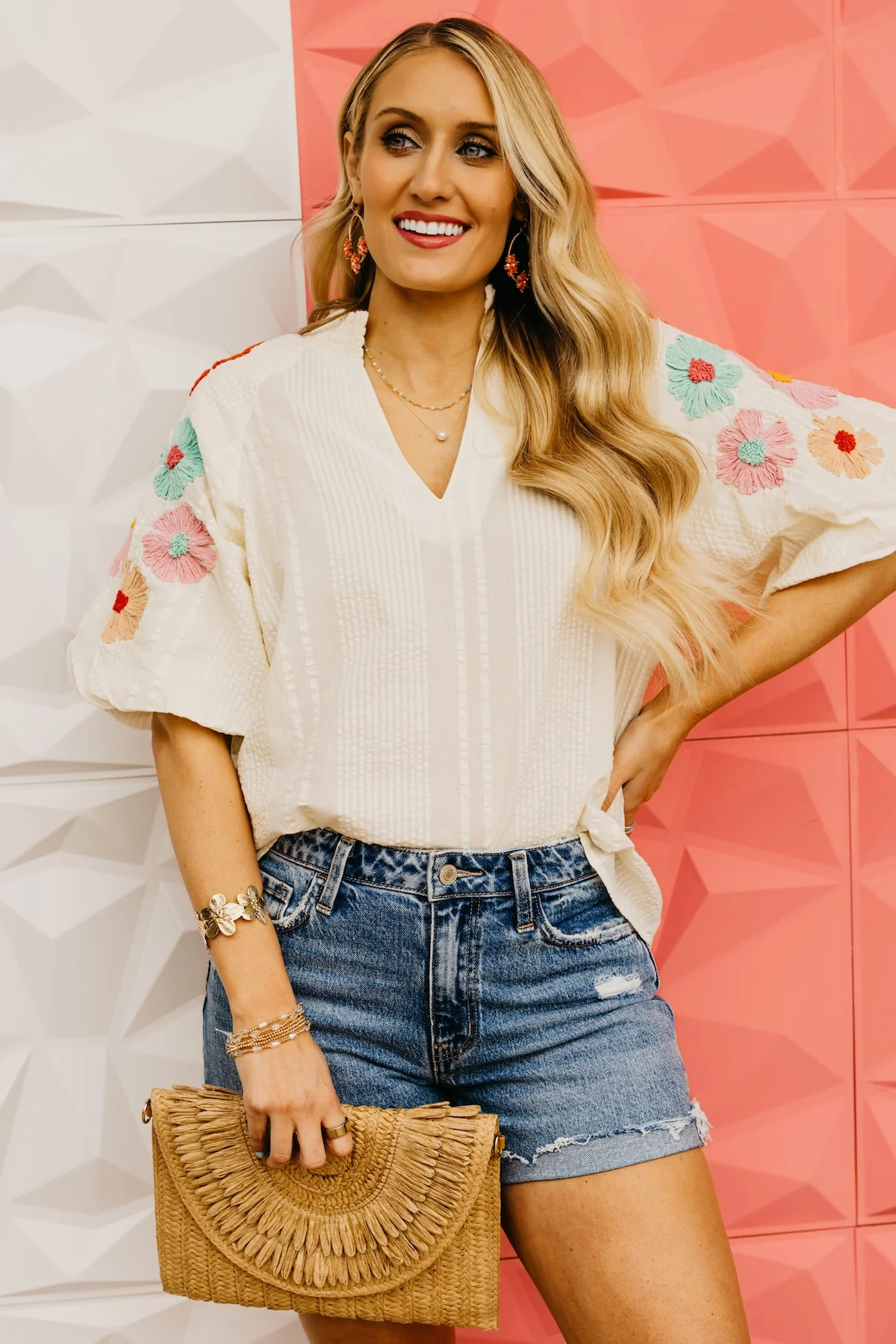 The Willow Floral Embroidered Puff Sleeve Top - Image 5