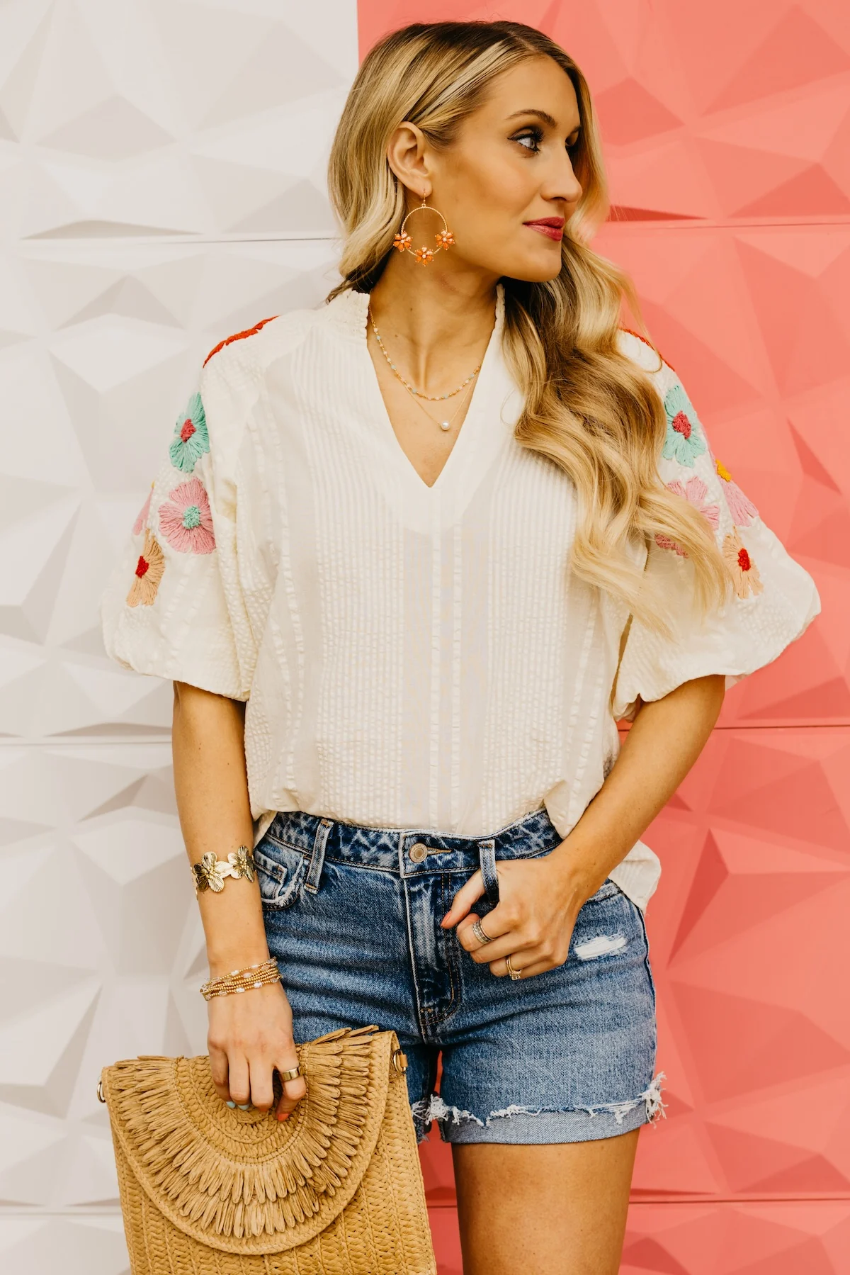 The Willow Floral Embroidered Puff Sleeve Top - Image 6