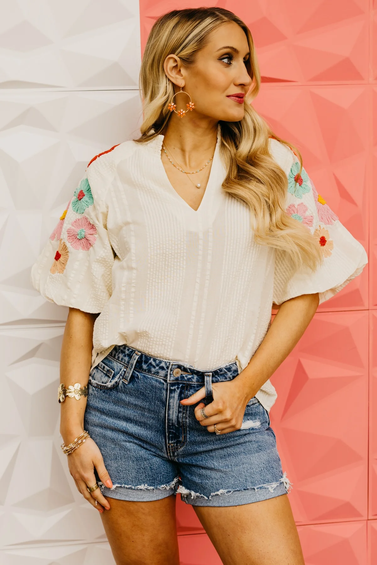 The Willow Floral Embroidered Puff Sleeve Top - Image 9