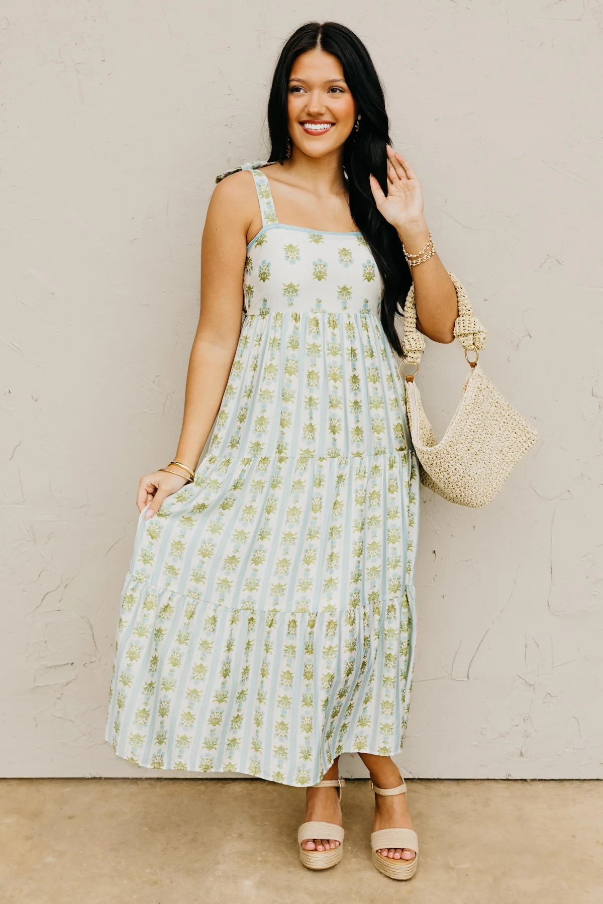 The Zane Stripe Floral Midi Dress - Image 2