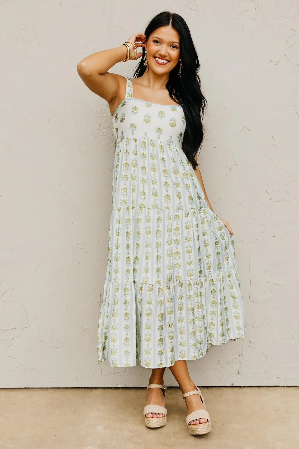 The Zane Stripe Floral Midi Dress - Image 4