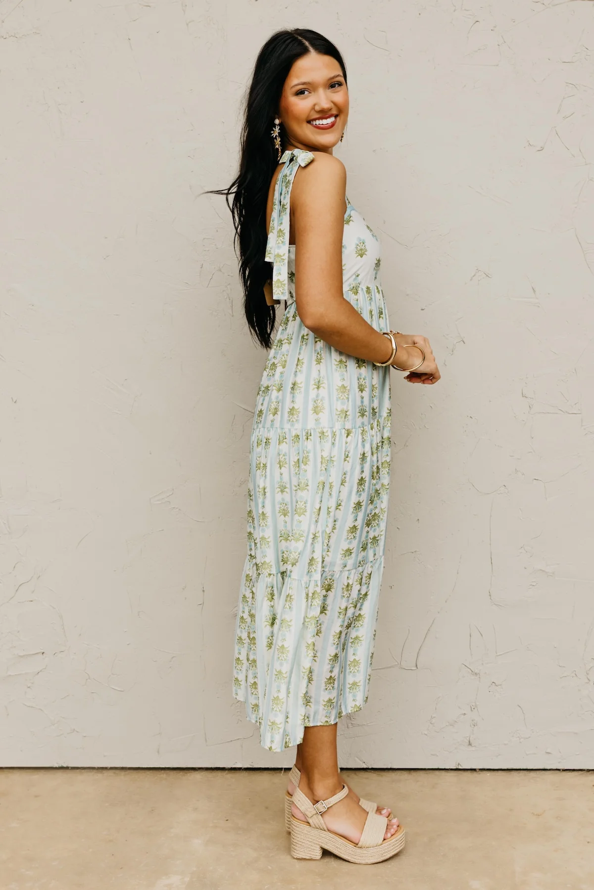 The Zane Stripe Floral Midi Dress - Image 5