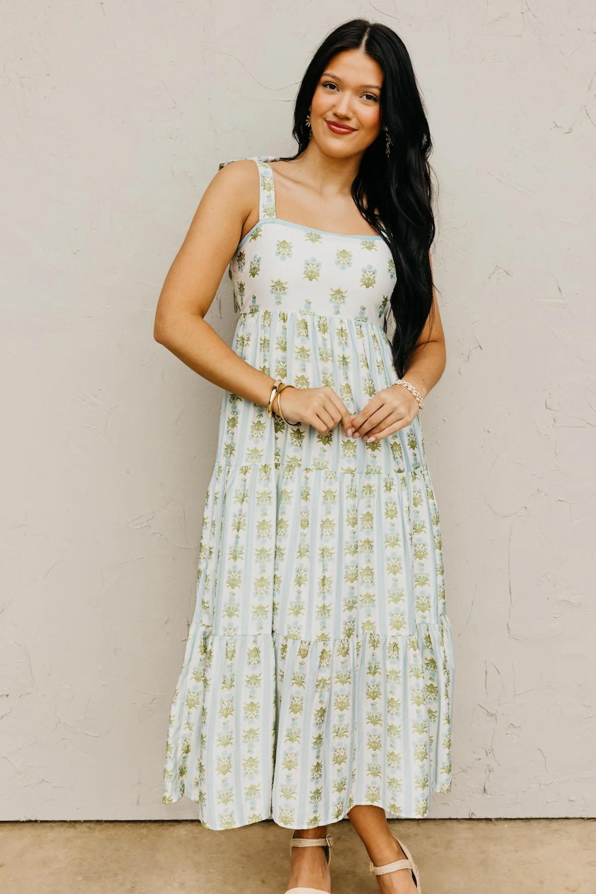 The Zane Stripe Floral Midi Dress - Image 6