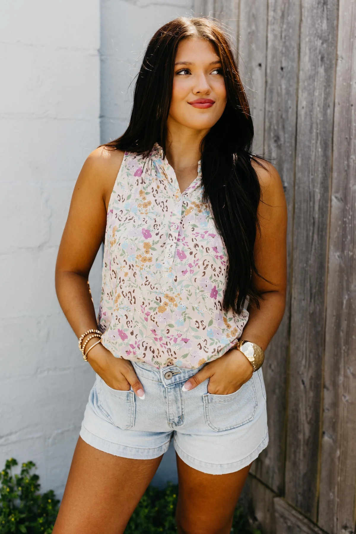 The Zariah Quarter Button Down Eyelet Top - Image 4