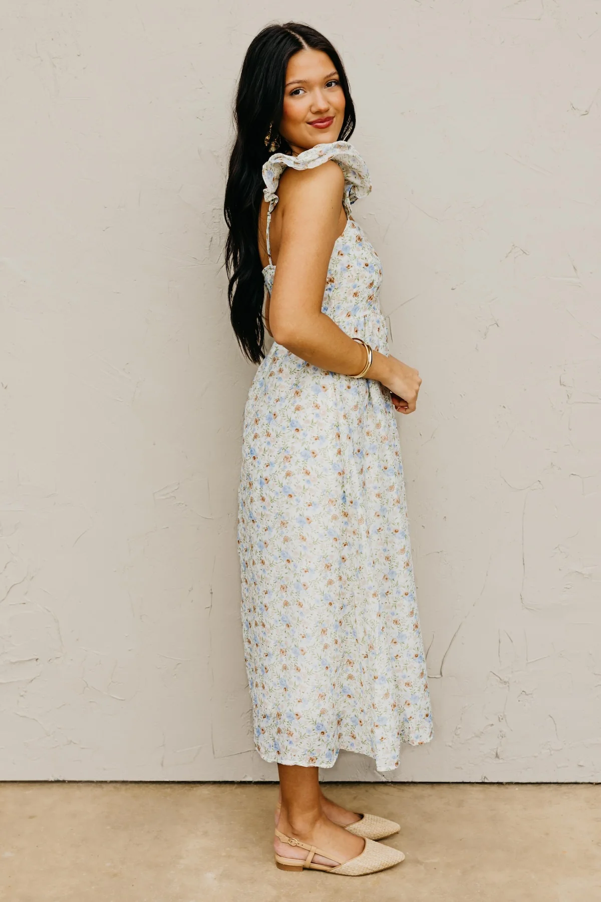 The Zion Ruffle Strap Midi Dress - Image 6