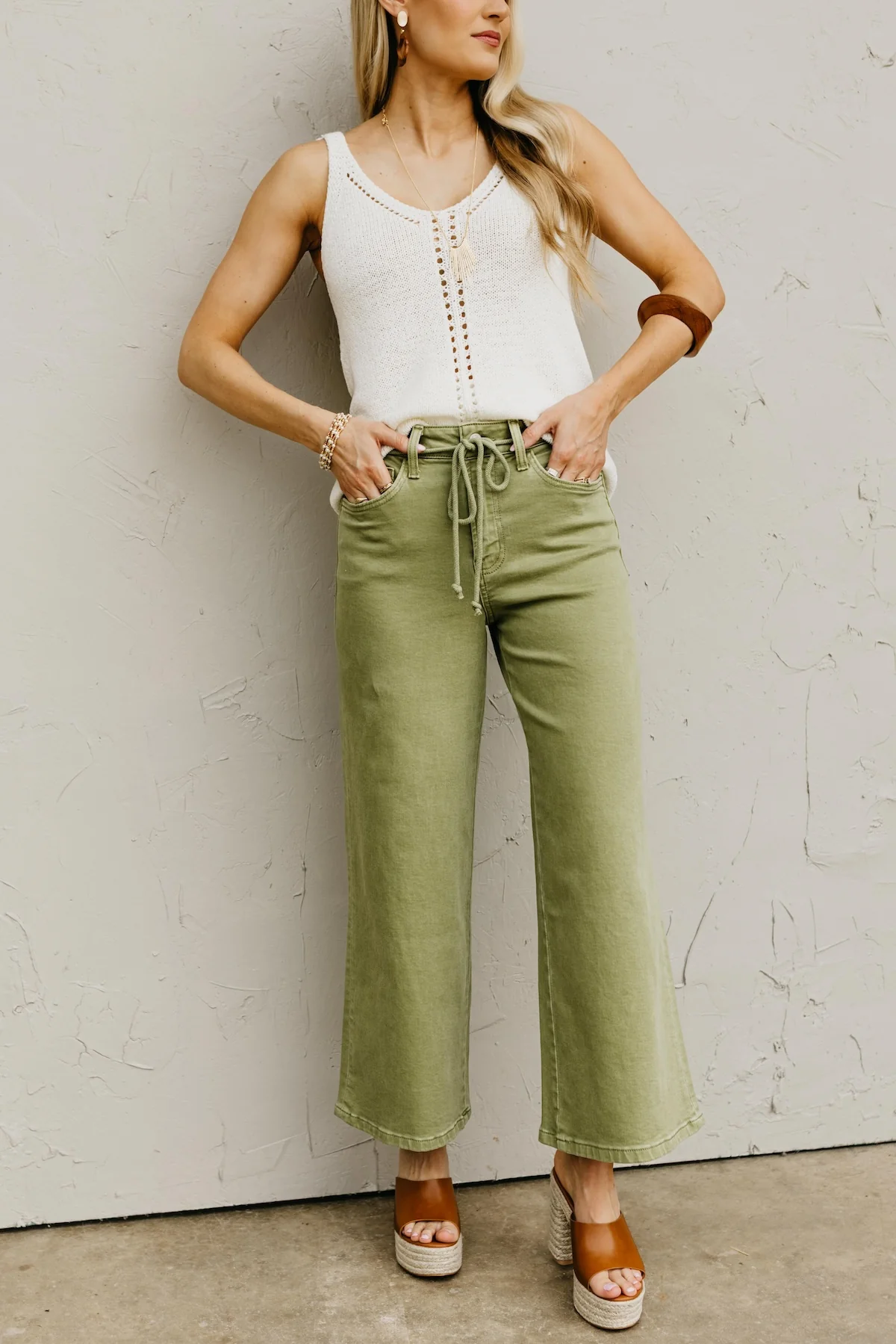 Vervet Denim | Drawstring Crop Wide Denim