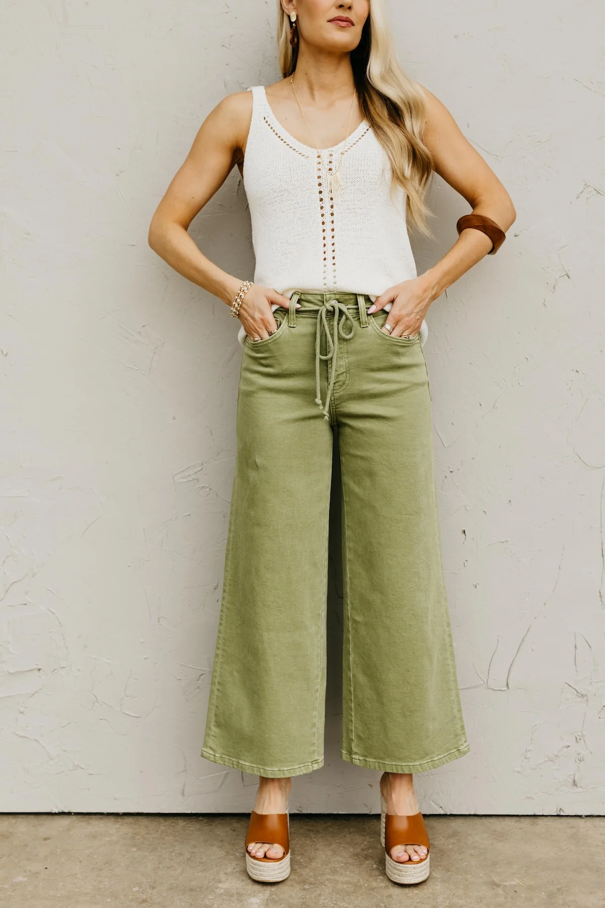 Vervet Denim | Drawstring Crop Wide Denim - Image 3