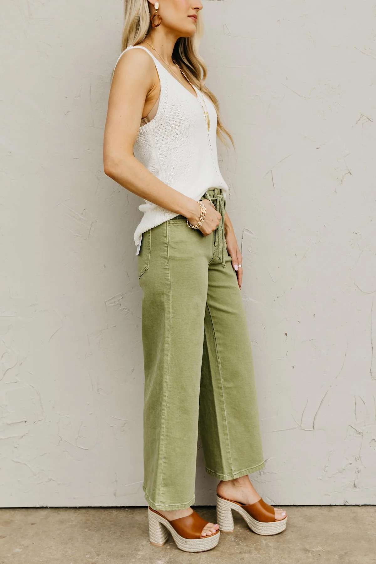 Vervet Denim | Drawstring Crop Wide Denim - Image 4